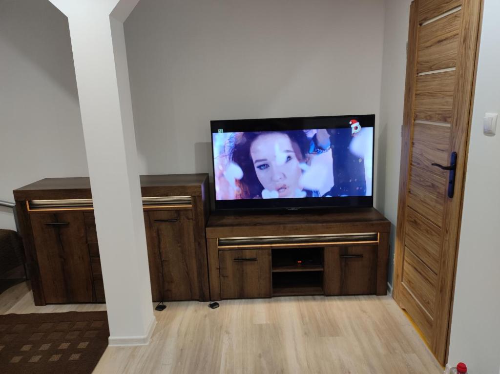 Televízia a/alebo spoločenská miestnosť v ubytovaní Eye of the Tiger. Apartament w centrum Mrągowa.