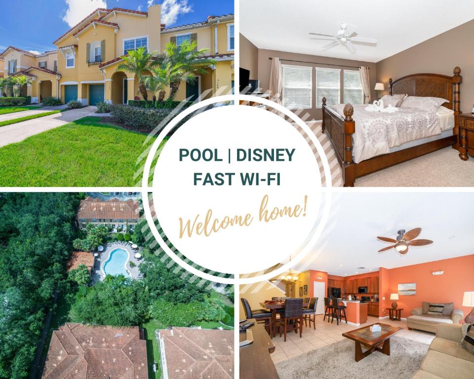 een collage van foto's van een huis bij Pool, Disney, Fast Wi-Fi - World Class 3-bed Home in Kissimmee