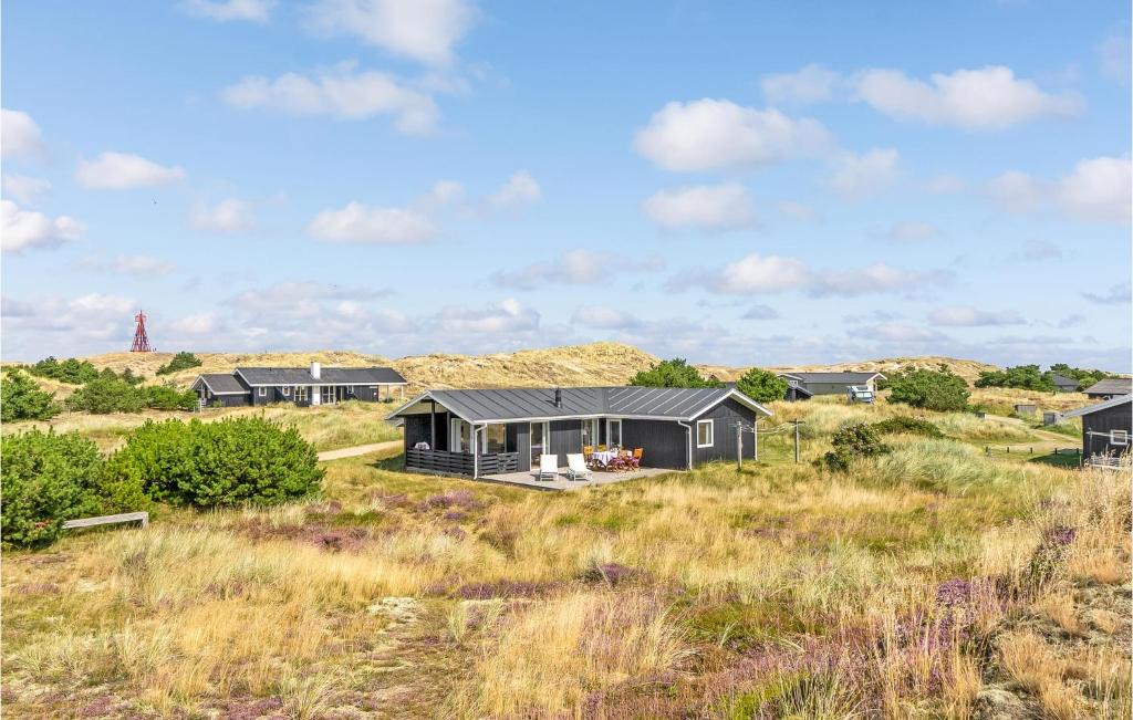 een huis in een veld met een vuurtoren op de achtergrond bij 3 Bedroom Gorgeous Home In Fan in Sønderho