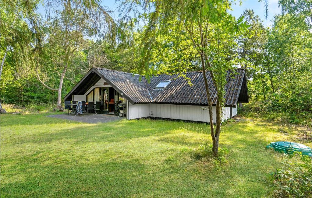 HelberskovにあるStunning Home In Hadsund With 3 Bedrooms And Wifiの庭黒屋根白家