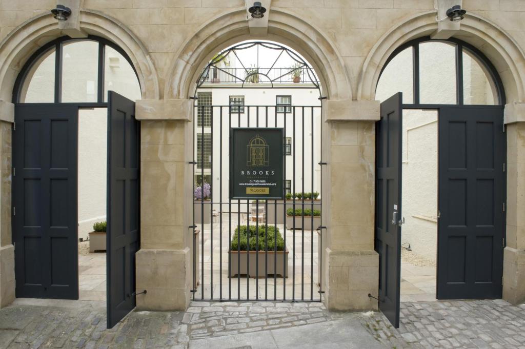 an entrance to a building with black doors at Brooks Guesthouse Bristol in Bristol