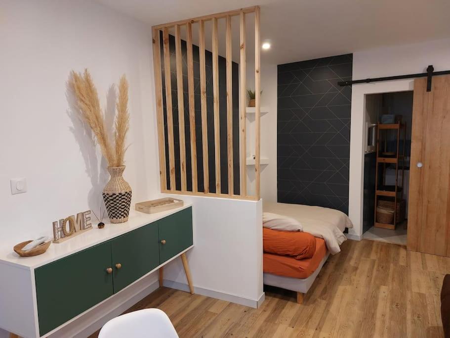 Habitación con 1 dormitorio con cama y escritorio. en Appartement - Narbonne, en Narbona