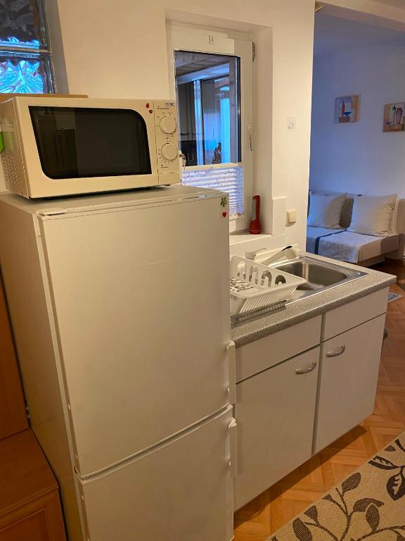 Kuchyň nebo kuchyňský kout v ubytování Ferienhaus Greiz