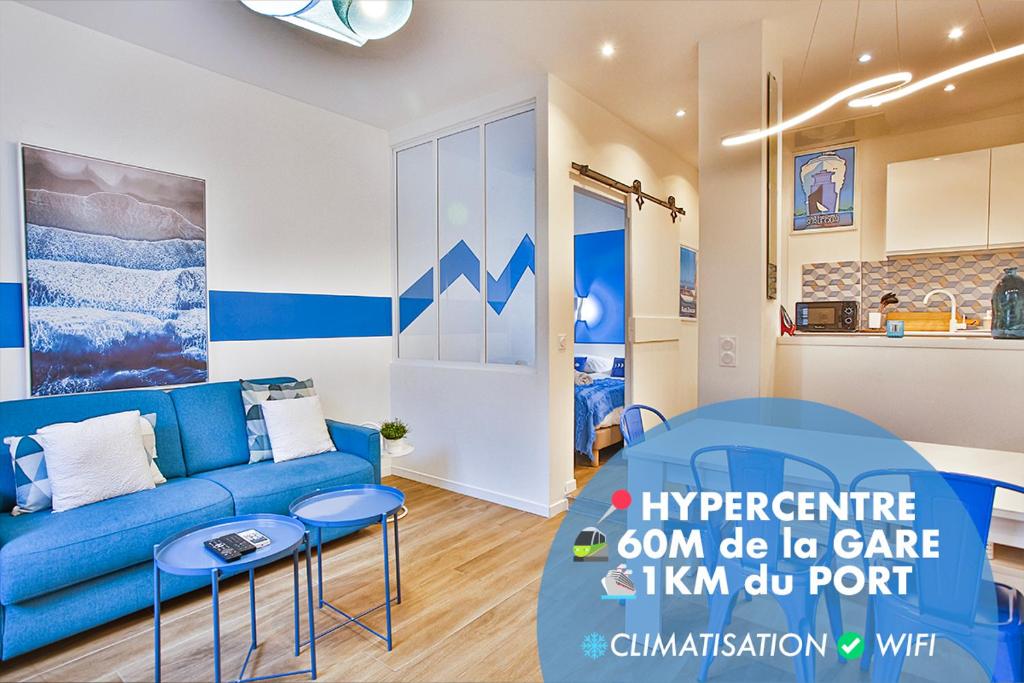 Χώρος καθιστικού στο La Clé Studio Clim, WiFi, Gare et Port à Toulon