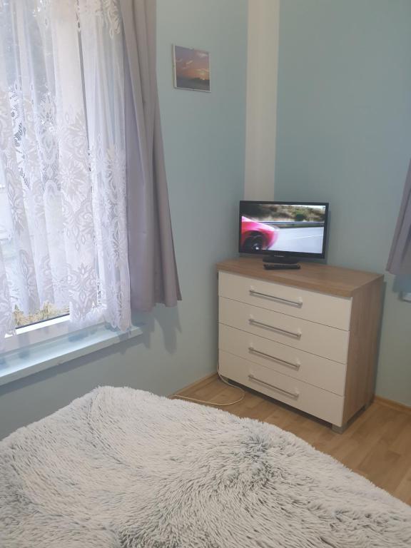 Televízia a/alebo spoločenská miestnosť v ubytovaní Apartament Demiro