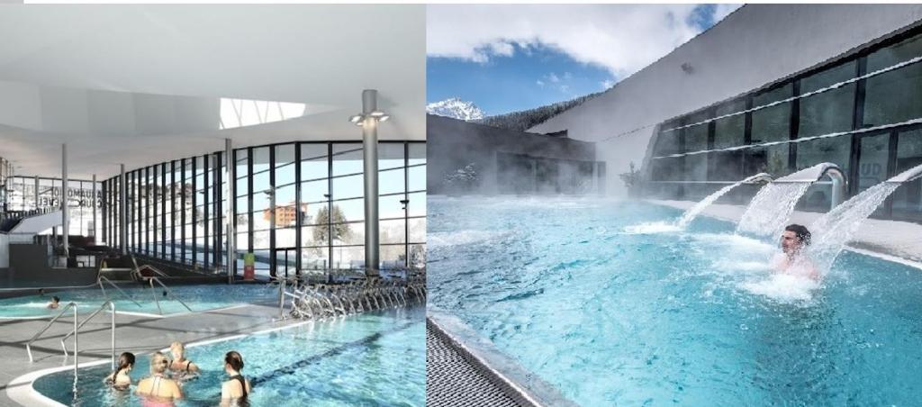 Bazén v ubytování Penthouse l'Ourse Bleue - Sauna privatif - accès direct aux pistes nebo v jeho okolí