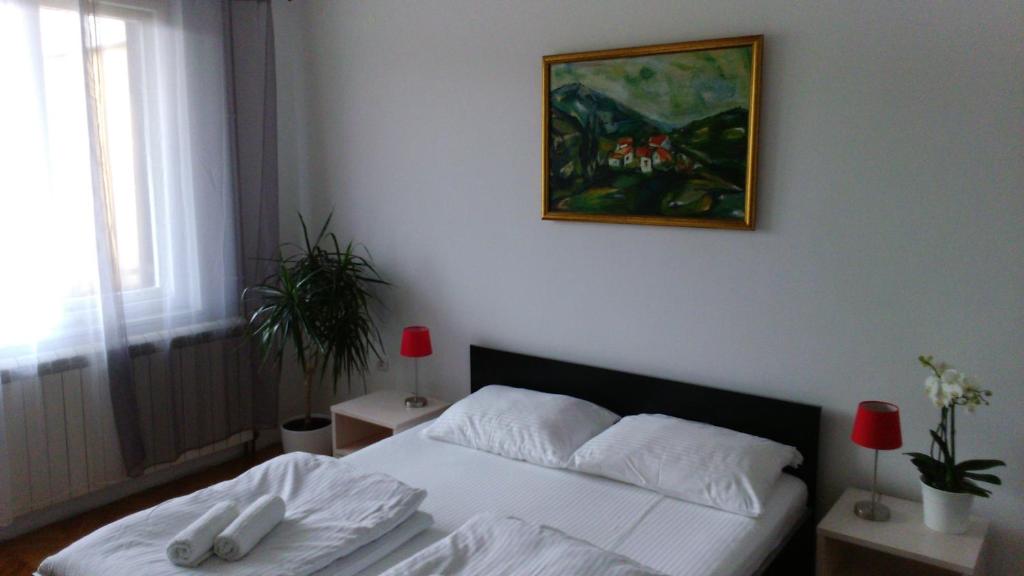 Postel nebo postele na pokoji v ubytování Vrnjci House