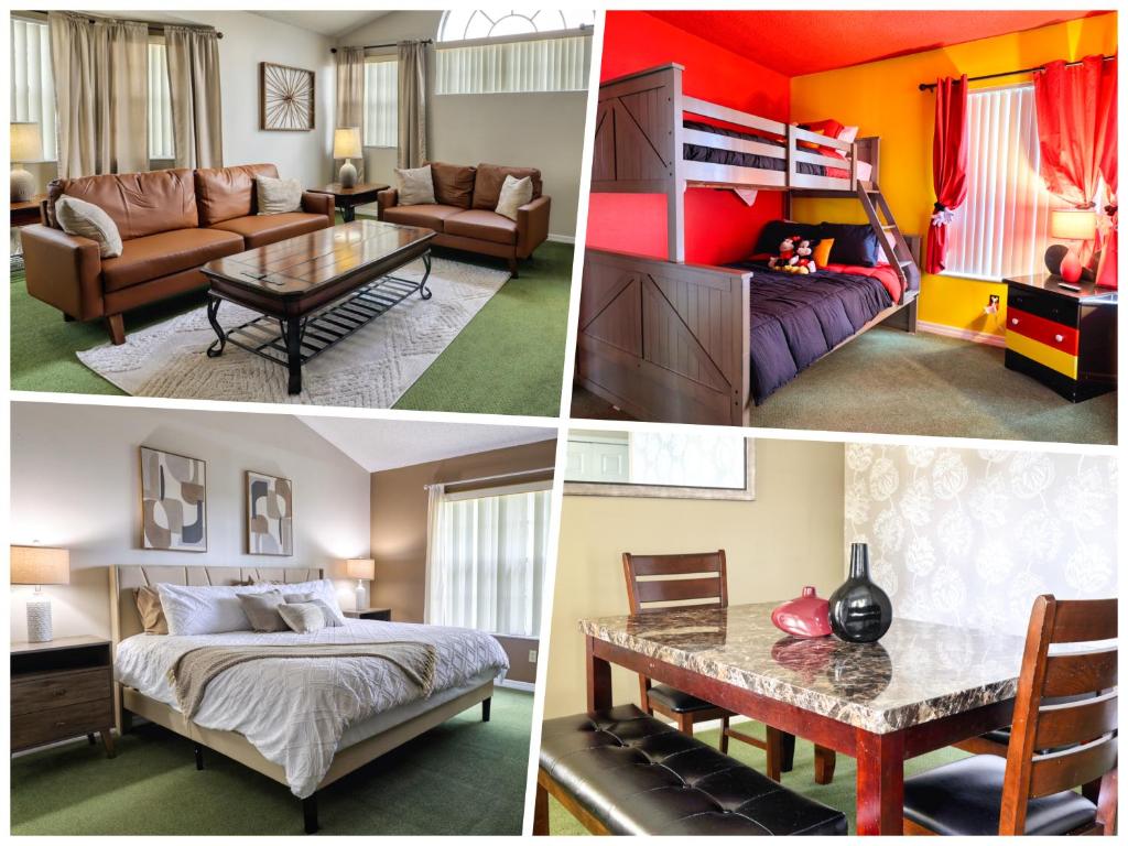un collage de quatre photos d'une chambre dans l'établissement Laguna Bay 2 Bed 2 Bath Condo Near Disney, à Kissimmee