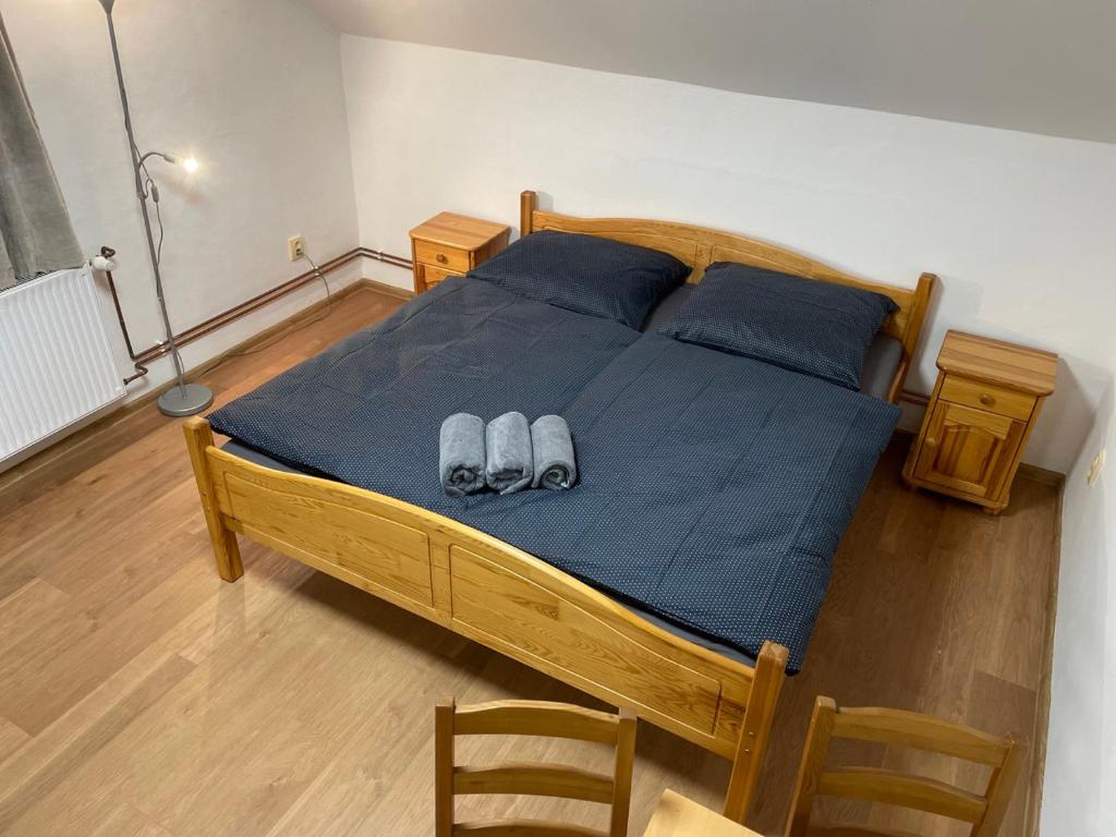 Postel nebo postele na pokoji v ubytování Penzion Klasa - Slezská Harta