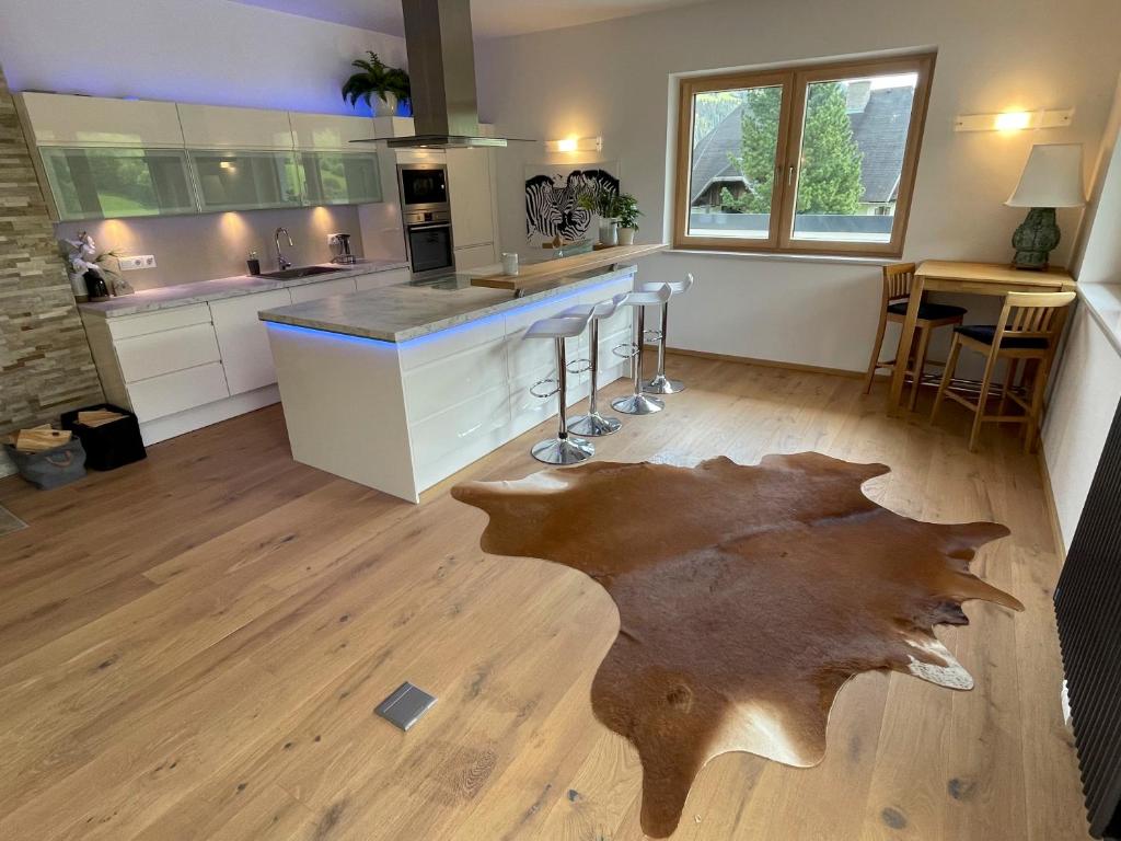 Kuchyň nebo kuchyňský kout v ubytování Sprungschanze Haus