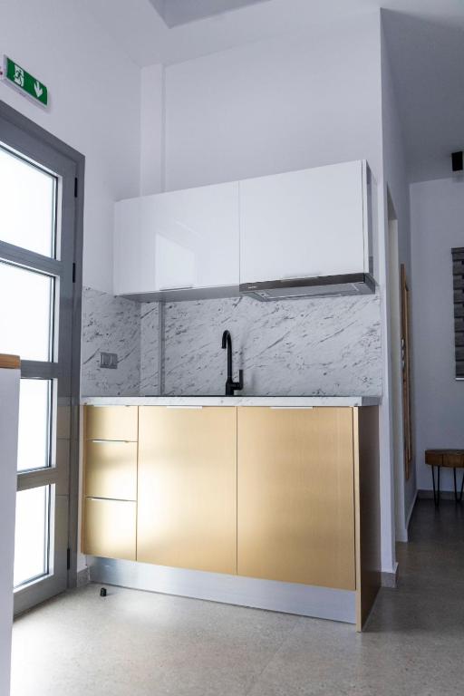 A kitchen or kitchenette at SKYROS BLUE SUITES