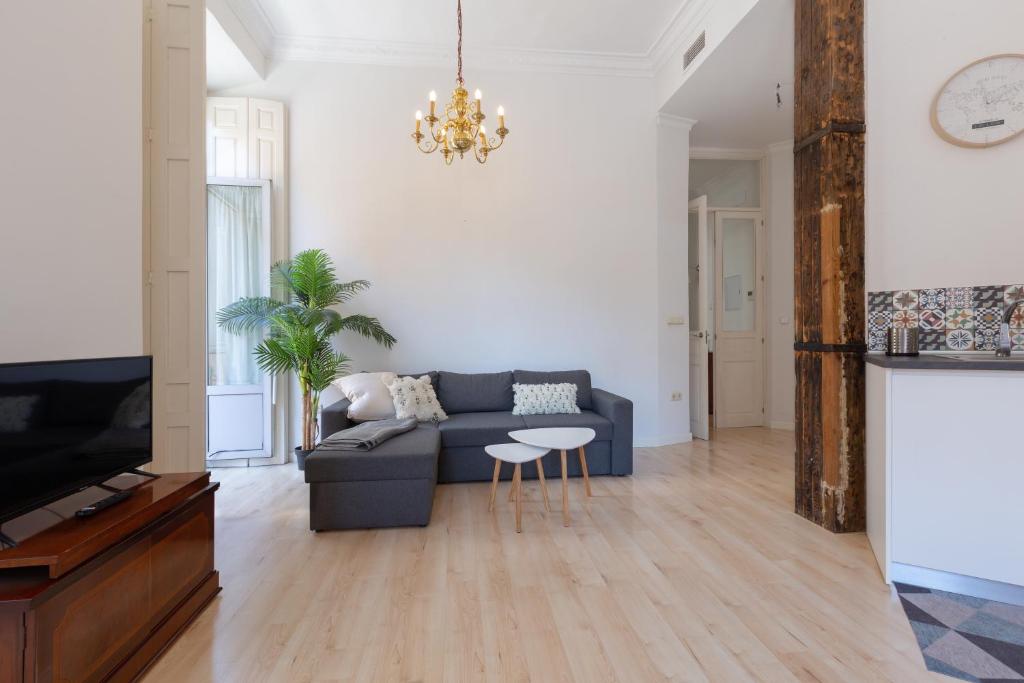 Televízia a/alebo spoločenská miestnosť v ubytovaní Luminoso apartamento de dos habitaciones con vistas a las Catedral