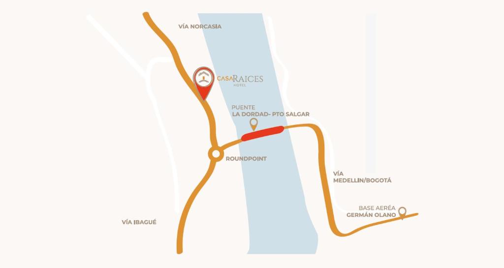 a map of the proposed route for the intersection of madison and milwaukee at Casa Raices in La Dorada