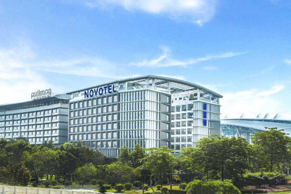 a rendering of a hotel with a sign on it at Novotel Guangzhou Baiyun Airport in Huadu
