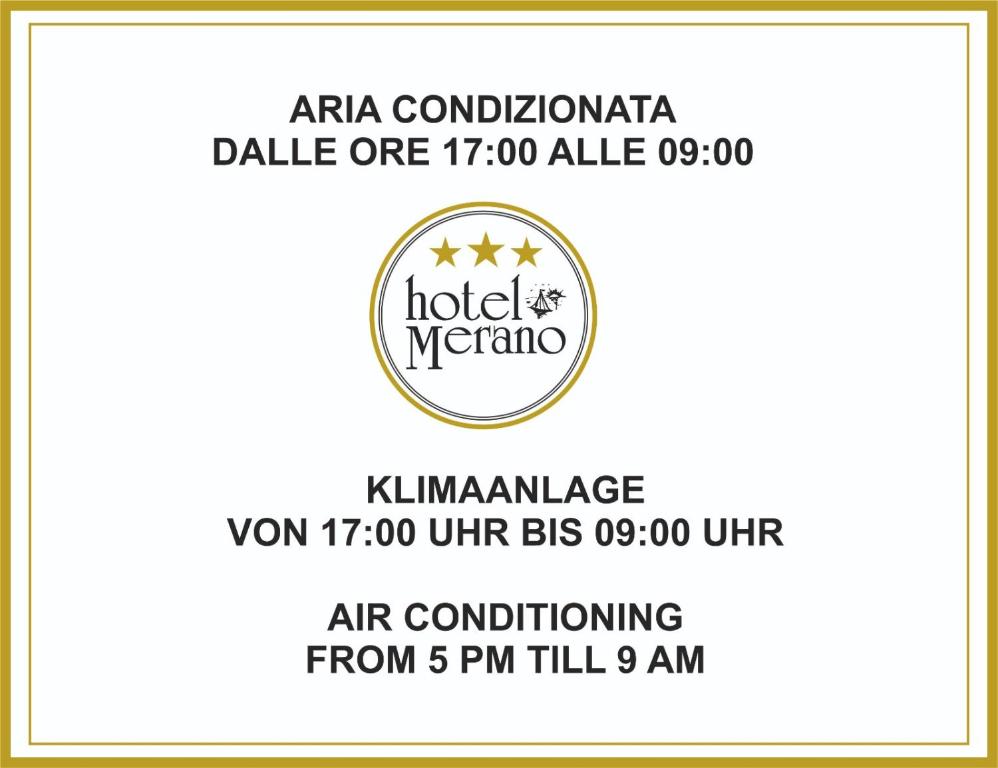 Certifikát, hodnocení, plakát nebo jiný dokument vystavený v ubytování Hotel Merano