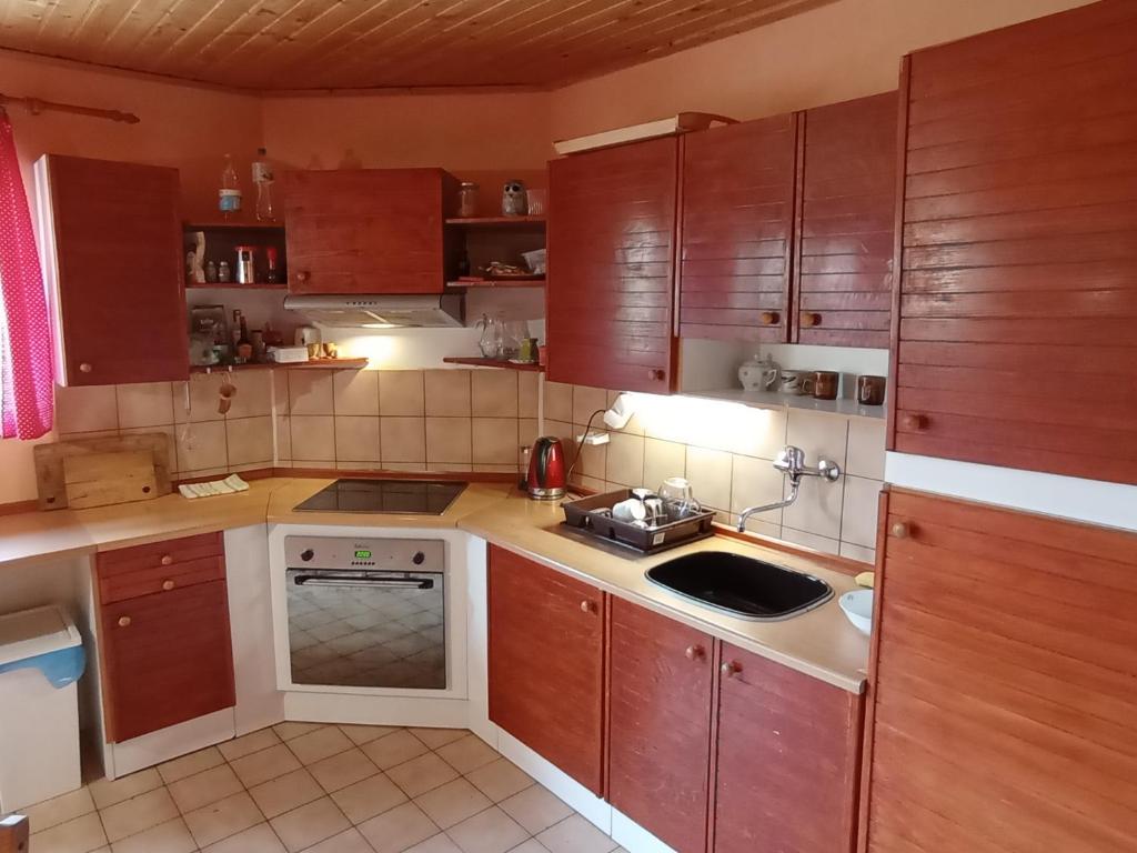 Kuchyň nebo kuchyňský kout v ubytování Bydlinská zahrádka Těšíkov