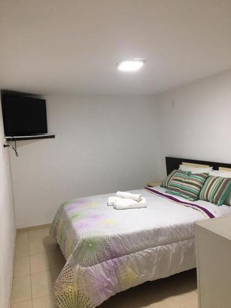1 dormitorio con 1 cama y TV de pantalla plana en Coqueto dpto Interno. en San Rafael
