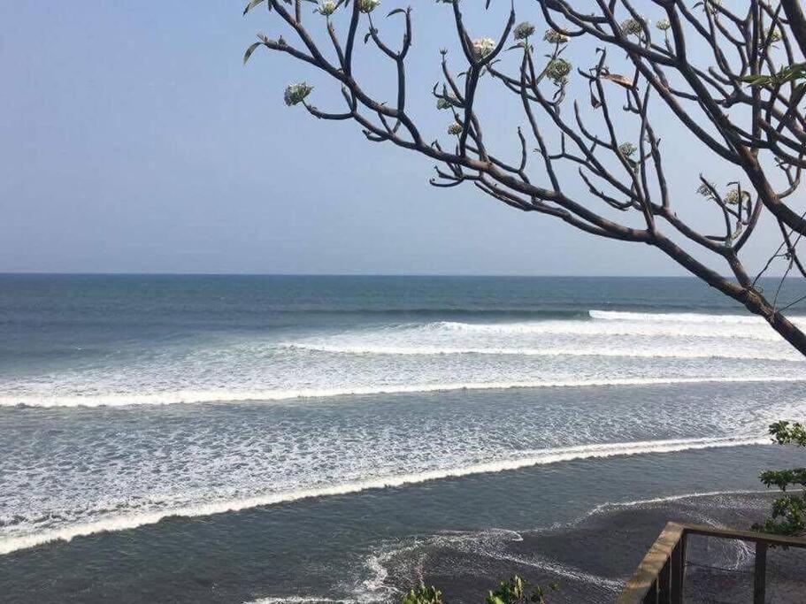a view of the ocean from a beach with a tree at Nuestro Castillo, Playa San Blas, La Libertad, El Salvador in La Libertad