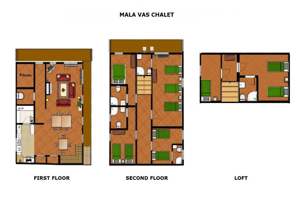 Půdorys ubytování Mala Vas Chalet