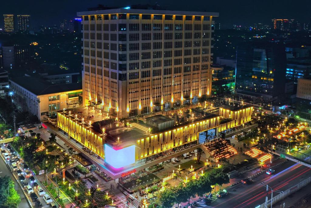 Nespecifikovaný výhled na destinaci Jakarta nebo výhled na město při pohledu z hotelu