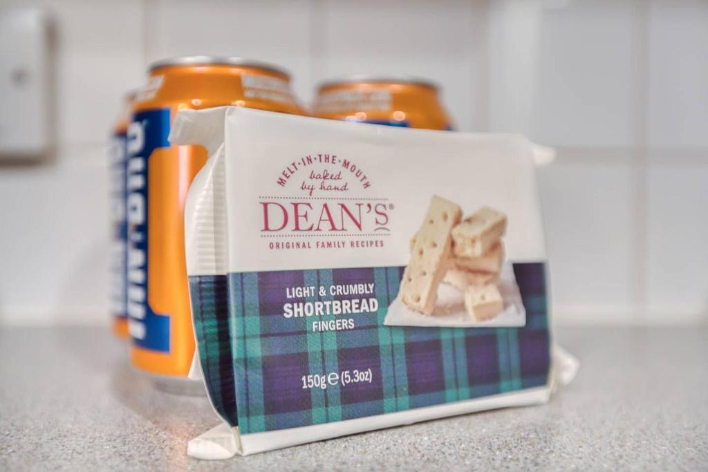 a package of dreams yogurt garlic butter next to jars at *Amazing Location!*In heart of the City. 2BR & Cot in Edinburgh