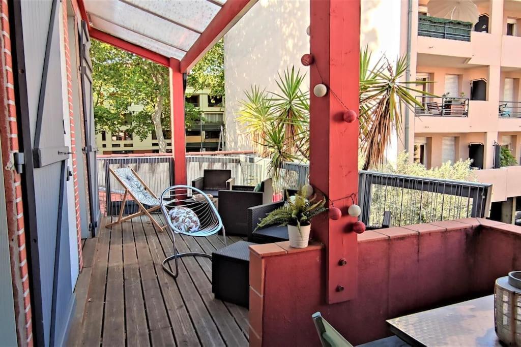 Balkón nebo terasa v ubytování Duplex Canal du Midi