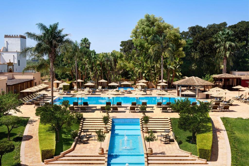 an aerial view of a resort with a swimming pool at Almar Giardino di Costanza Resort & Spa in Mazara del Vallo