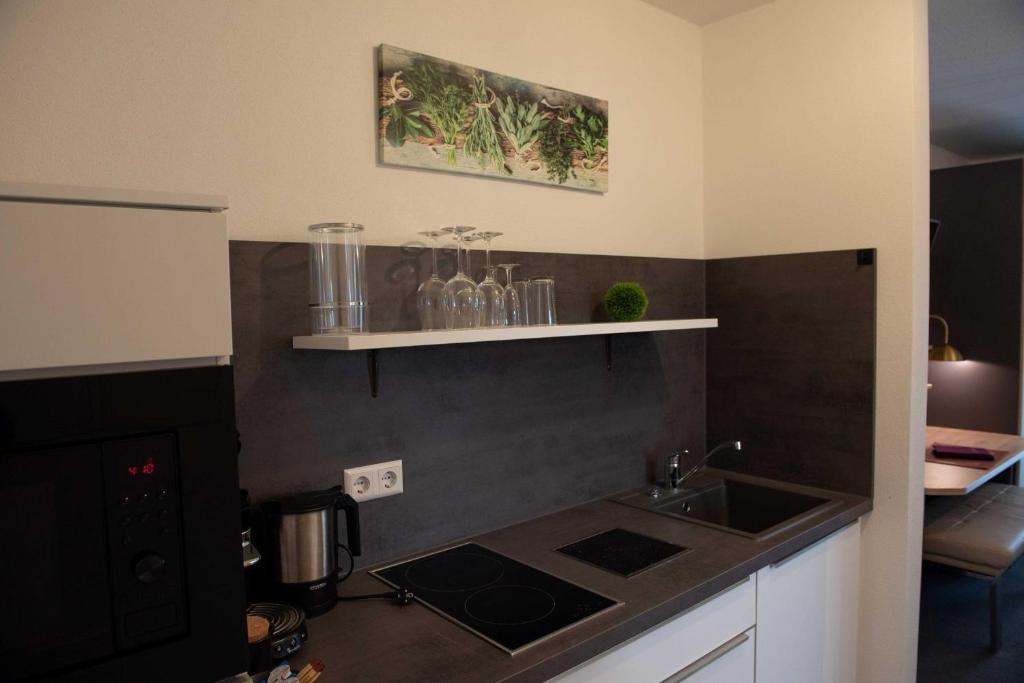 Kuchyň nebo kuchyňský kout v ubytování Apartments Amtzell, Selbst-Check-in