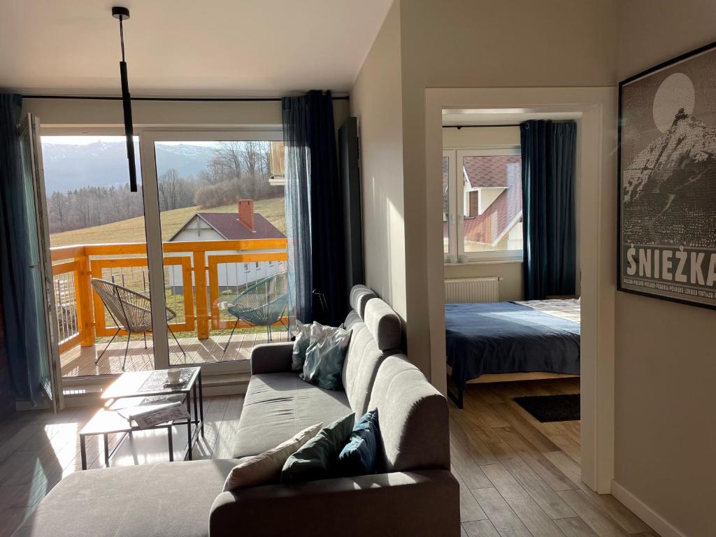 Postel nebo postele na pokoji v ubytování Apartament górski 595