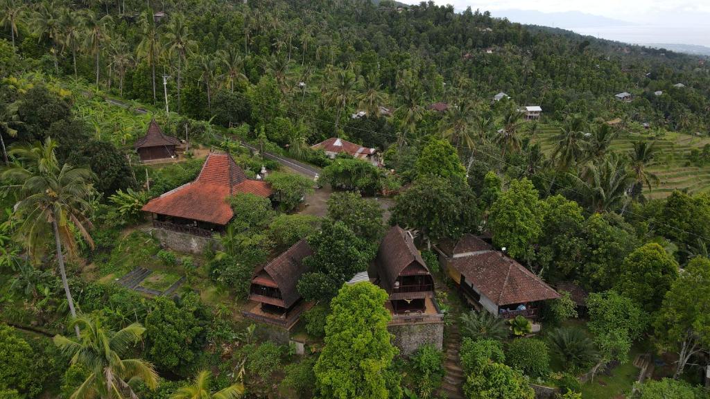 uma vista aérea de uma casa numa floresta em D'kailash Retreat em Singaraja