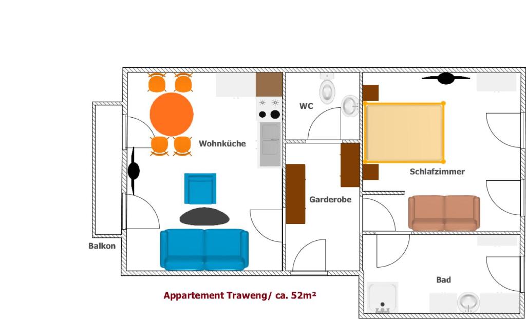 Půdorys ubytování Appartements-Restaurant Schwaiger