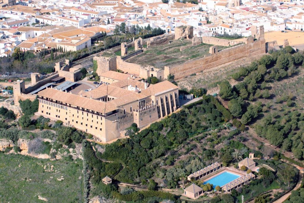 an aerial view of a large building on a hill at Parador de Carmona in Carmona