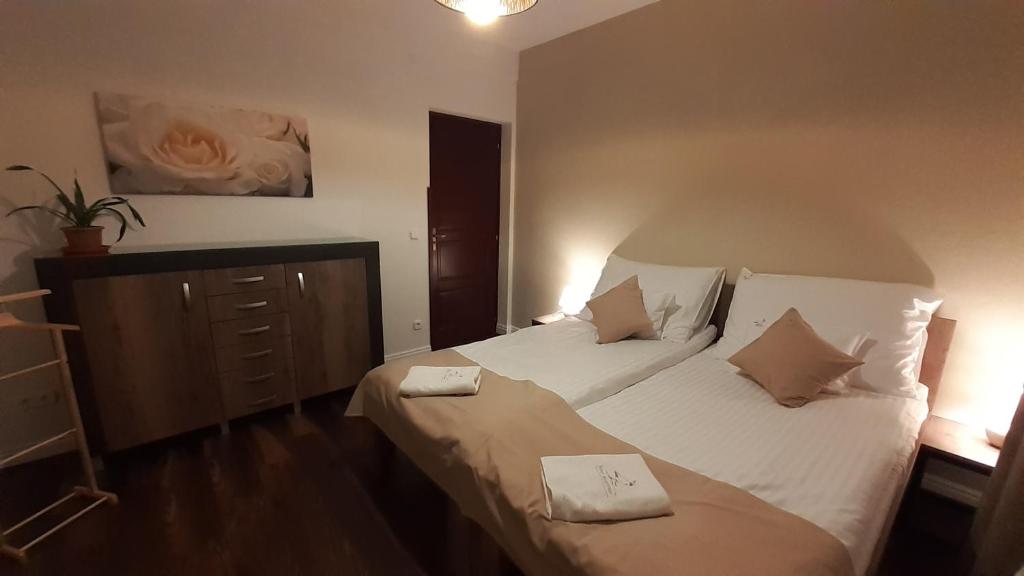 Postel nebo postele na pokoji v ubytování Bíbic Apartman A