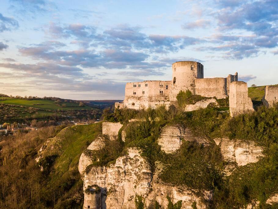 um castelo sentado no topo de uma montanha em Studio le petit nid douillet - Centre ville em Les Andelys