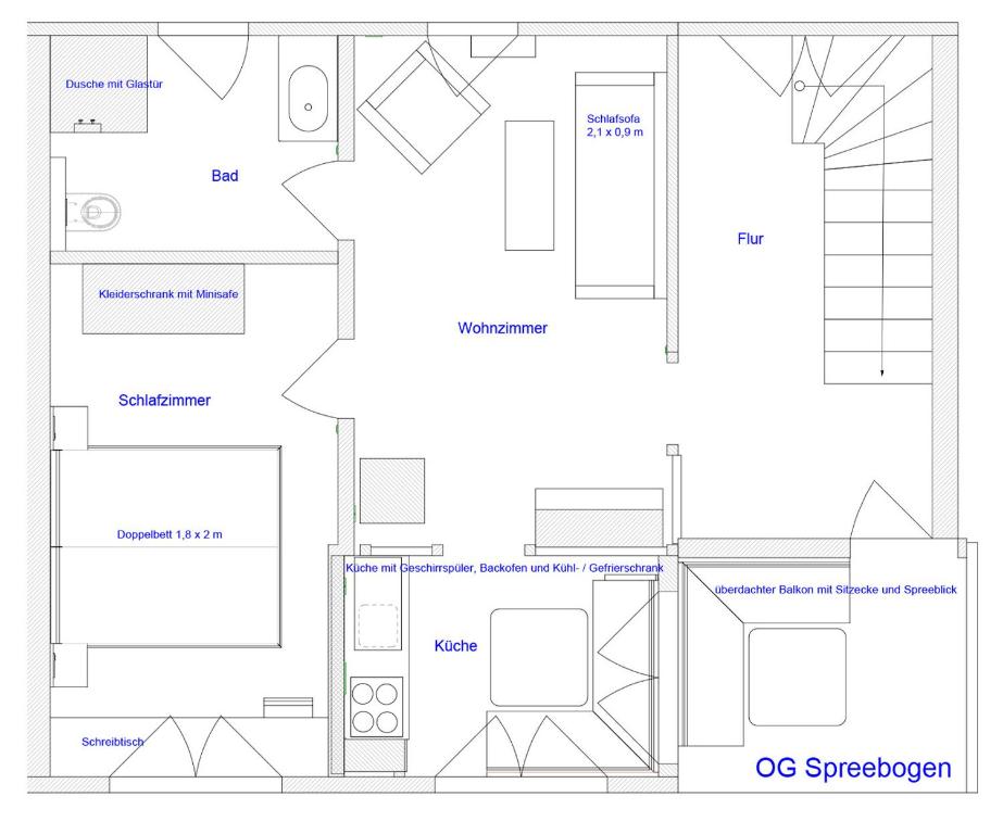 Půdorys ubytování Ferienwohnung Spreebogen