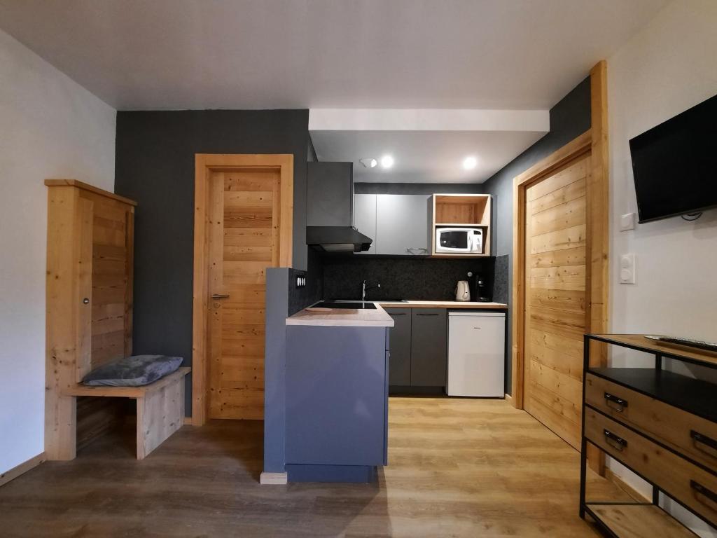Kuchyňa alebo kuchynka v ubytovaní Appartement Les 3 cols Morzine, 2 pièces, 2 personnes
