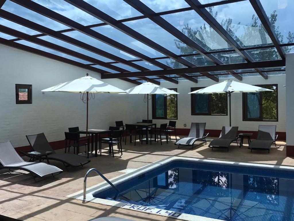 Bazén v ubytování Cabañas Mazzatl 6 pax nebo v jeho okolí