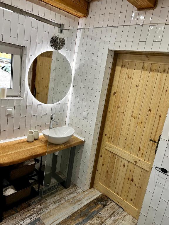 Kúpeľňa v ubytovaní Cichosza domek w Szczyrku