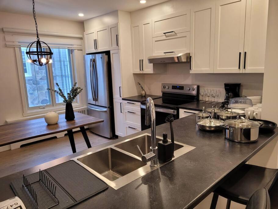 eine Küche mit einer Spüle und einer Arbeitsplatte in der Unterkunft Free Parking, Beautiful 4 1/2-2 BR apartment in Montreal