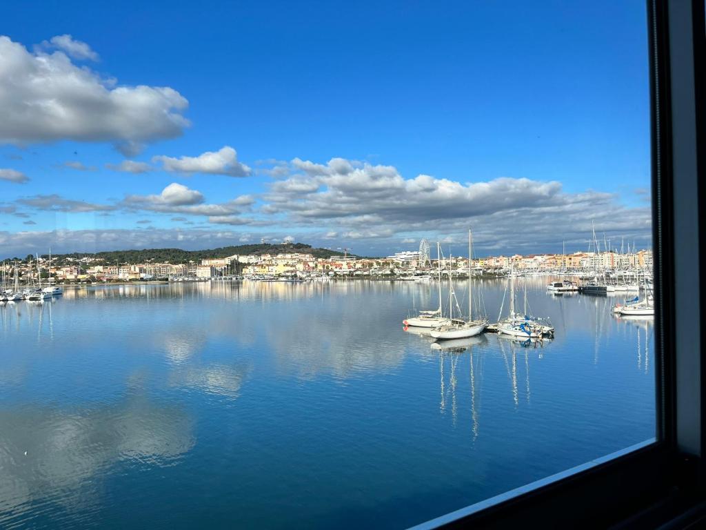 widok na port z łodziami w wodzie w obiekcie 213 Ile des pêcheurs, Vue port w Cap d'Agde