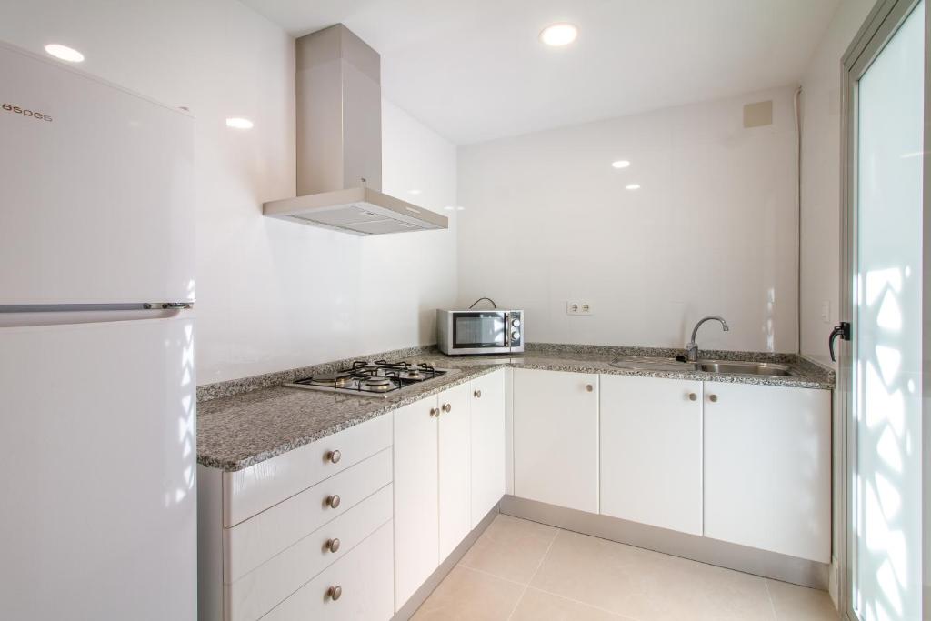 Kuchyň nebo kuchyňský kout v ubytování Apartamentos Michel Angelo Benidorm