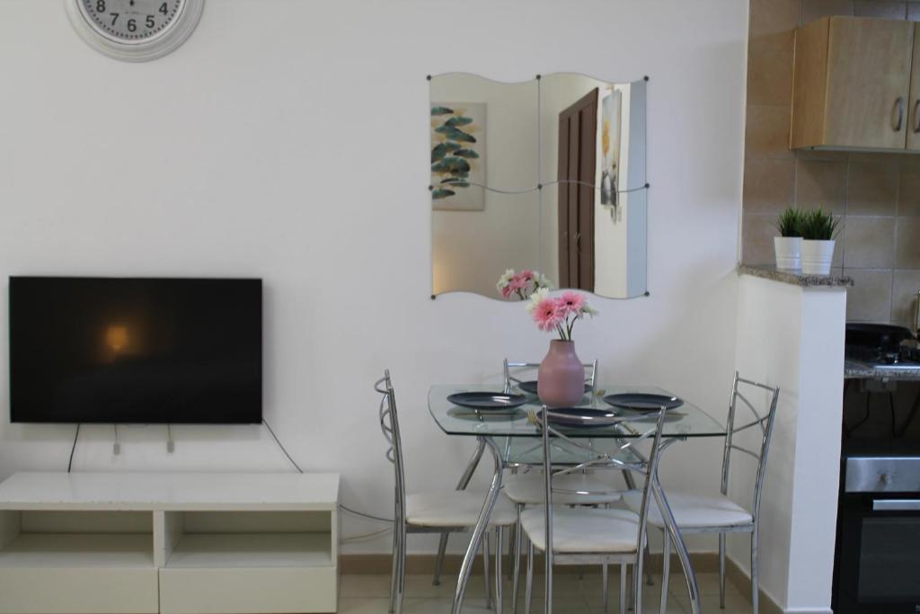 TV a/nebo společenská místnost v ubytování Bright, spacious and cozy studio apartment