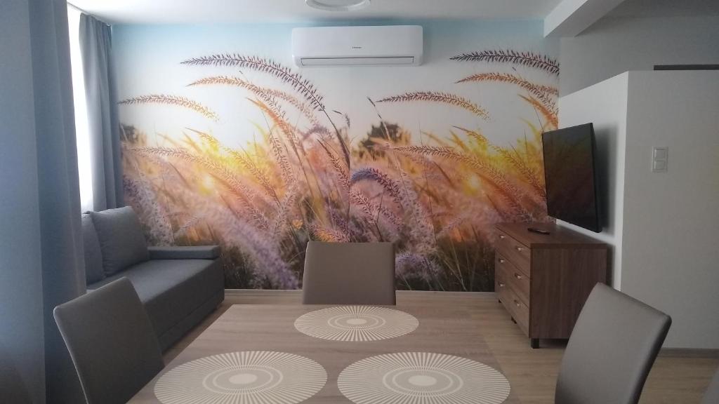 TV a/nebo společenská místnost v ubytování Apartamenty Leśne Zacisze