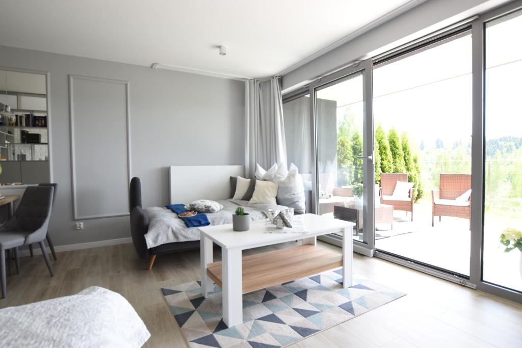 Posezení v ubytování Apartament Na Bukowej - Wisła, widokowe studio