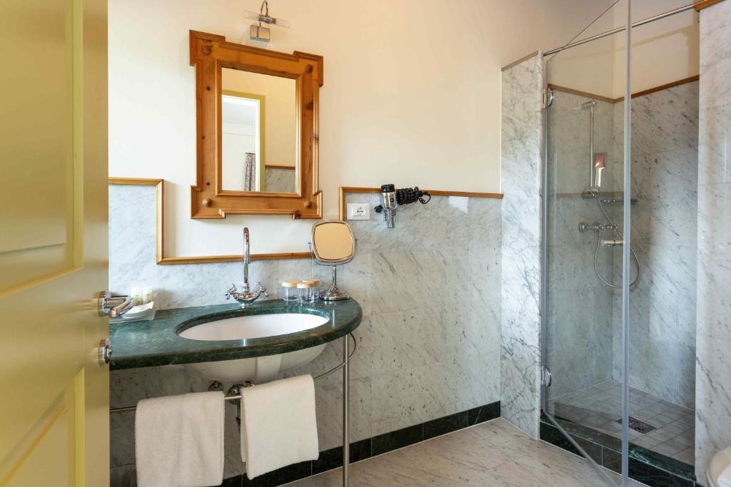 Koupelna v ubytování Gasthof Kohlern 1130 m