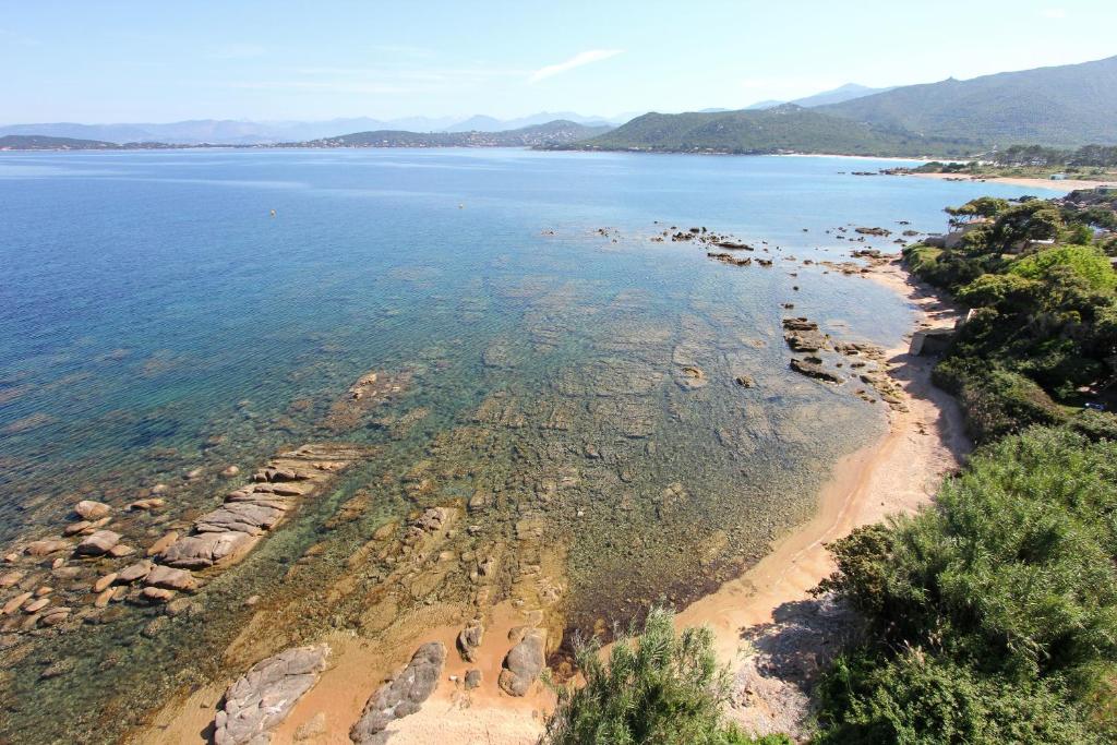 an aerial view of the shoreline of a beach at Résidence Aigue Marine in Coti-Chiavari