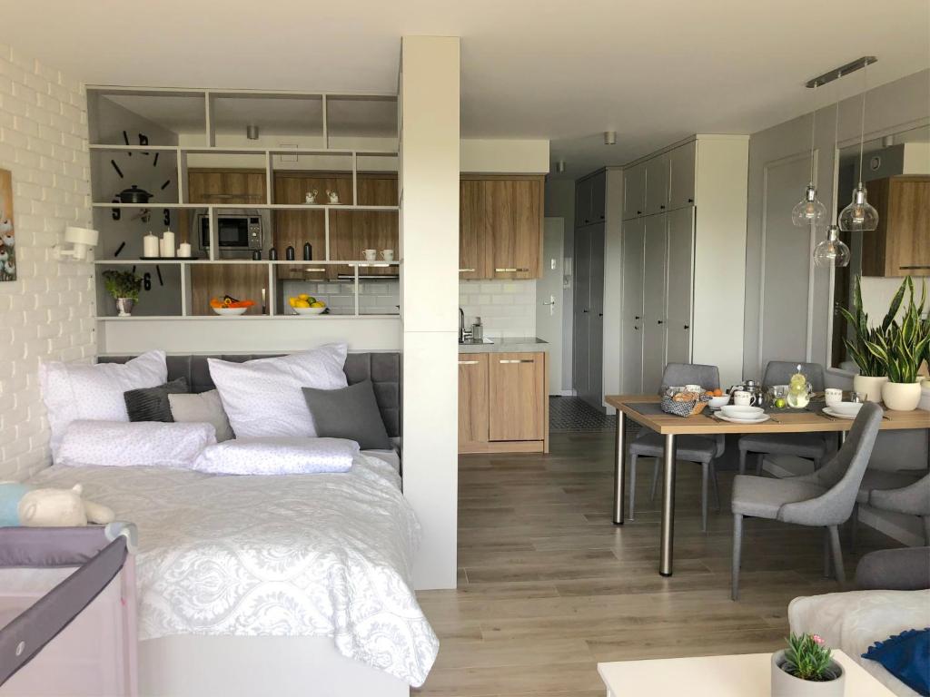 Kuchyň nebo kuchyňský kout v ubytování Apartament Na Bukowej - Wisła, widokowe studio