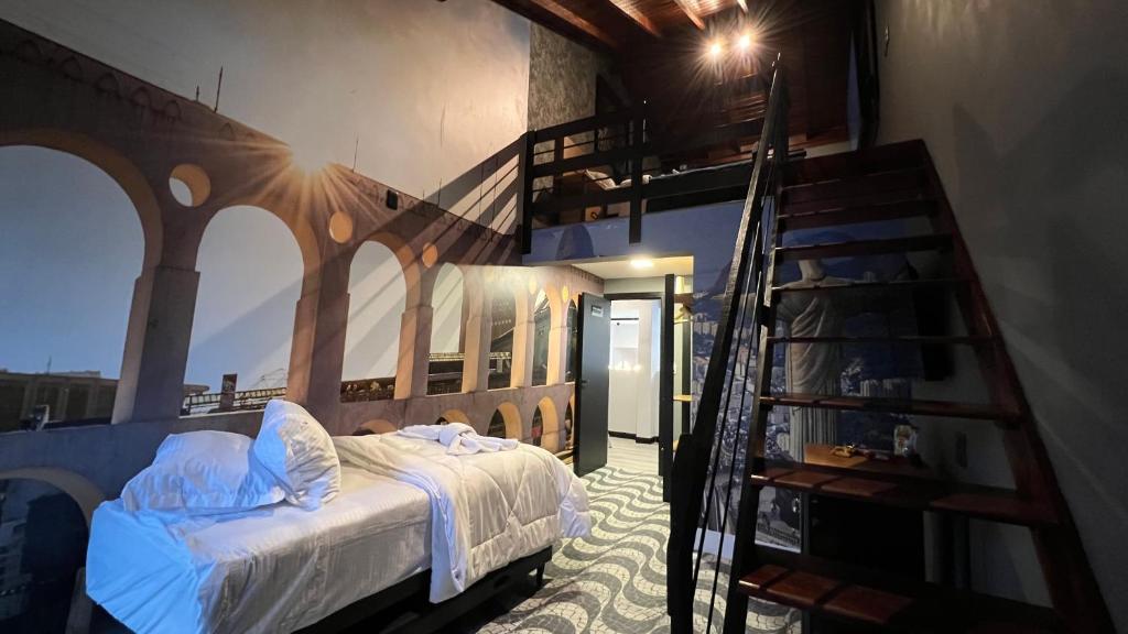 Cama ou camas em um quarto em Hotel La Serena
