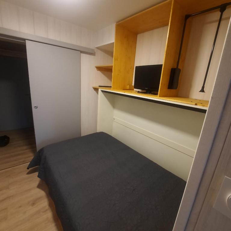 Krevet ili kreveti u jedinici u okviru objekta Studio pied des pistes saint lary