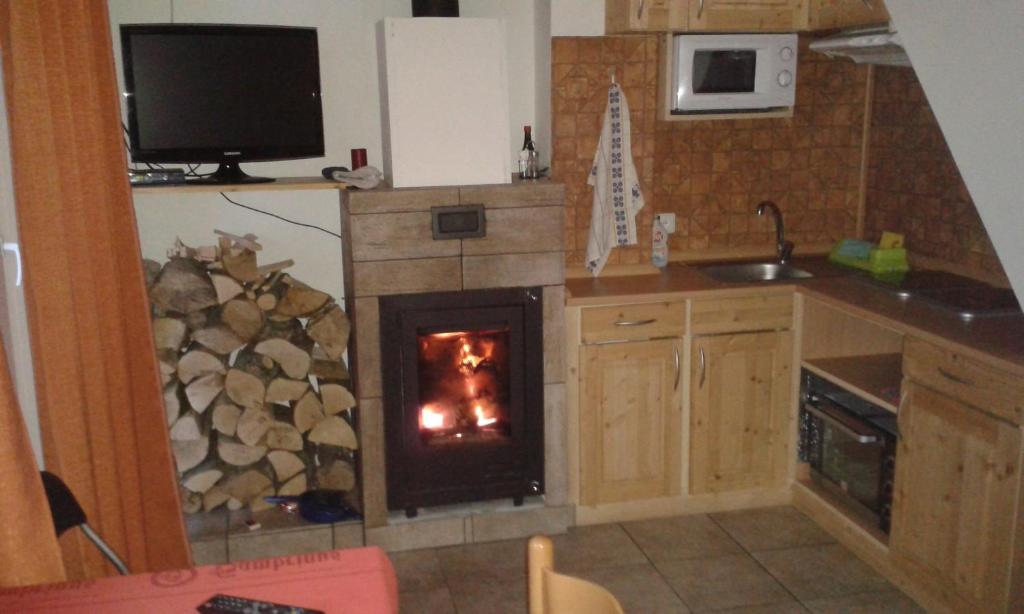 Kuchyň nebo kuchyňský kout v ubytování Family Bungalows & Camp